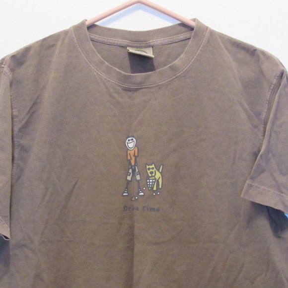Life is Good T-Shirt Lucky Dog Brown Tan Golf Drive Time Golfers Size Medium - Picture 2 of 9